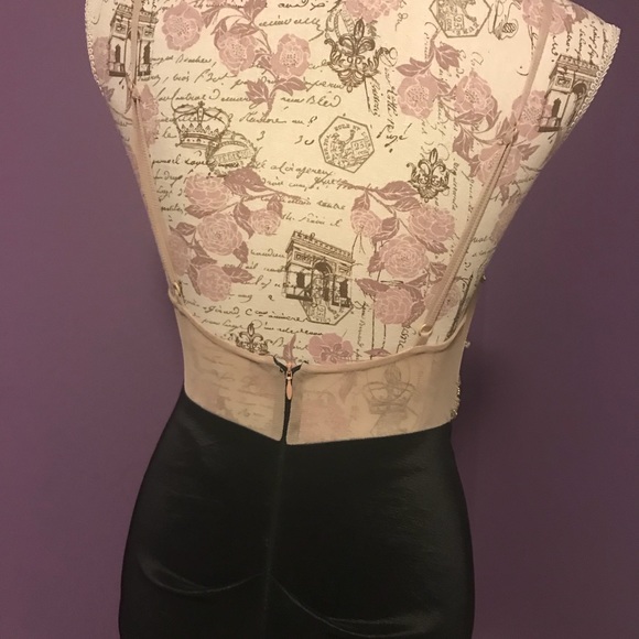 Nude & black beaded cocktail dress - Picture 5 of 8